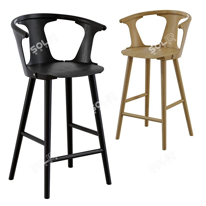 Sleek Scandinavian Stool 3D model image 1