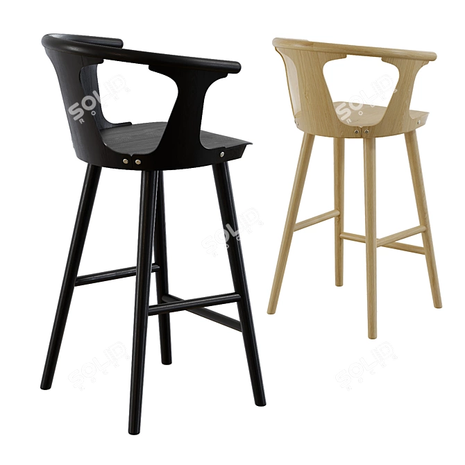 Sleek Scandinavian Stool 3D model image 2