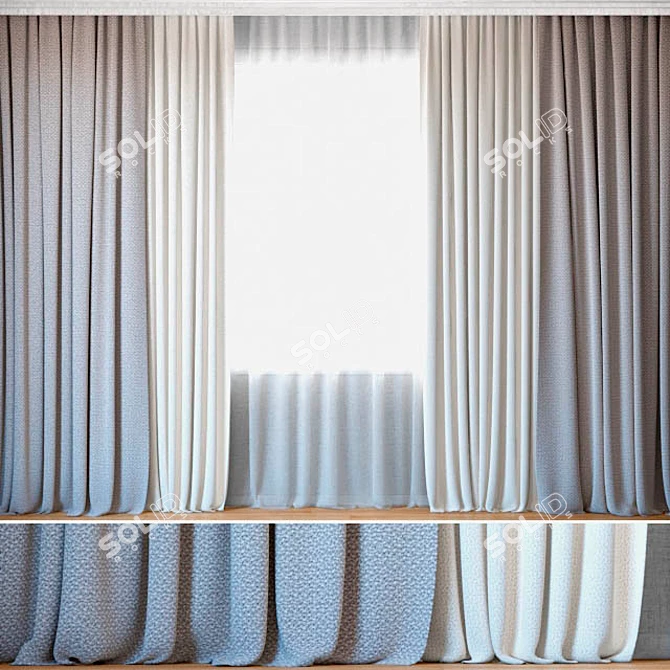 Elegant Curtains with Tulle | ROHI | Credo 3D model image 1