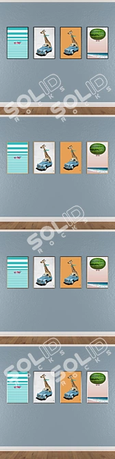 Elegant Wall Art Set with Frame Options 3D model image 3