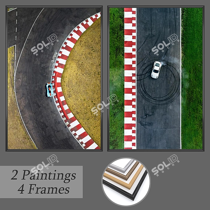 2-Piece Wall Painting Set with 4 Frame Options 3D model image 1