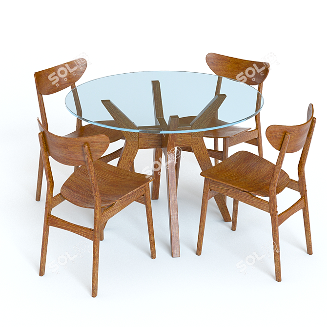 West Elm Wren Jensen Table & Chairs Set 3D model image 2