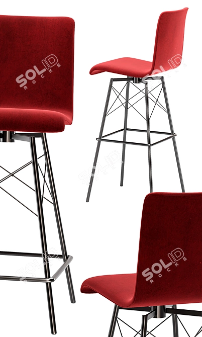 Elegant Merlot Bar Stool: Timeless Design & Superior Comfort 3D model image 2