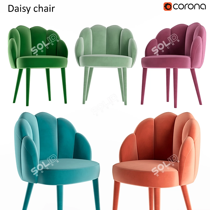 Modern Floral Accent Chair 3D model image 1