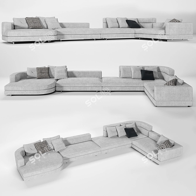 Elegant Alexander Collection Sofa 3D model image 1