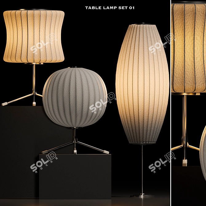 3ds Max Table Lamp Set 3D model image 1