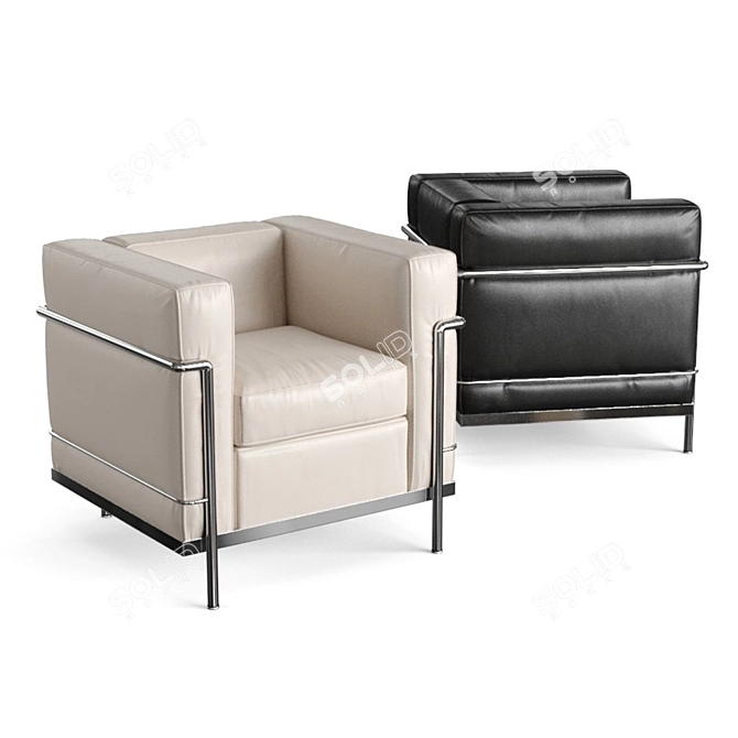 LC2 Arm Chair: Vray 3.2 + 2 Leather Materials 3D model image 4