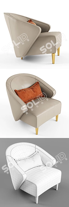 WAVE Leather Armchair: Elegant & Enveloping 3D model image 3