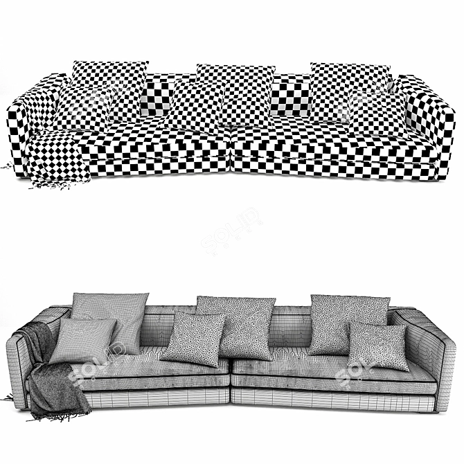 Elegant Minotti Granville Sofa Set 3D model image 3