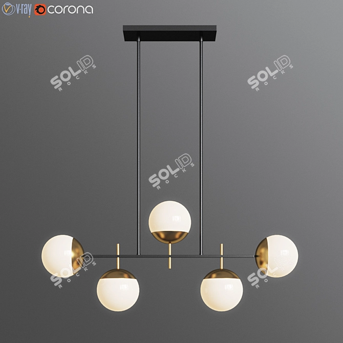 Alluria Weathered Black and Gold Pendant 3D model image 1