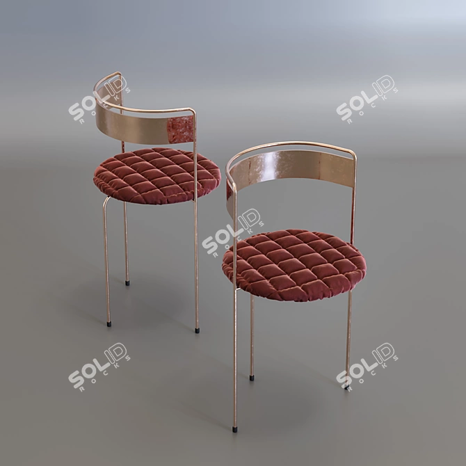 Modern Minimalist Velvet Chair 3D model image 1