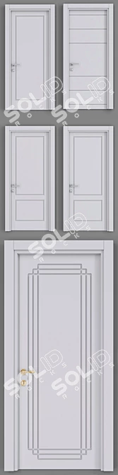 Italon Uno Door Set: 5 Colors, 2 Handle Options 3D model image 2