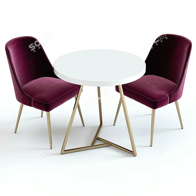 West Elm Lacquer Top Table 3D model image 2