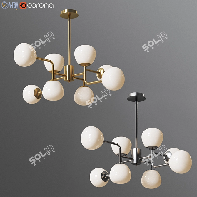 Erich MOD221-PL-08-G Gold/Chrome Chandelier: Stylish Modern Lighting Solution 3D model image 1