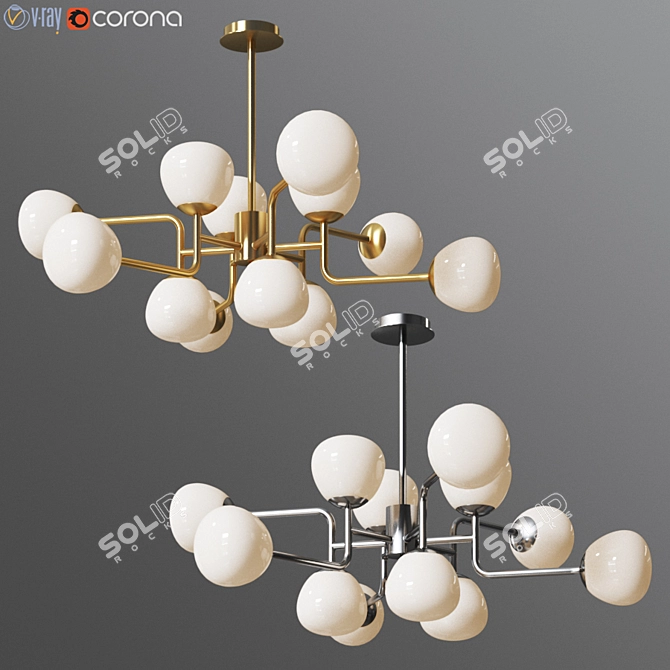 Erich MOD221-PL-12-G Chandelier: Modern Gold/Chrome 3D model image 1