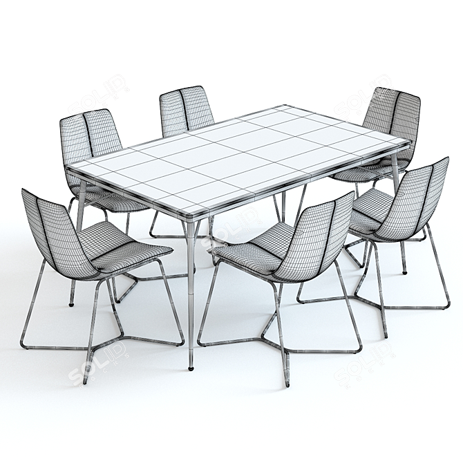 West Elm Paulson Table & Slope Chairs 3D model image 3