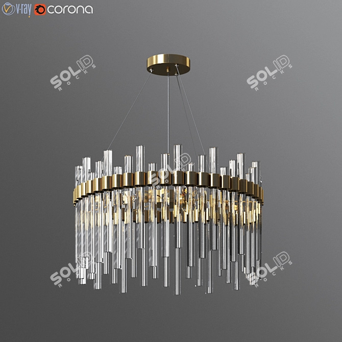 Elegant Orion Glass Crystal Chandelier 3D model image 1