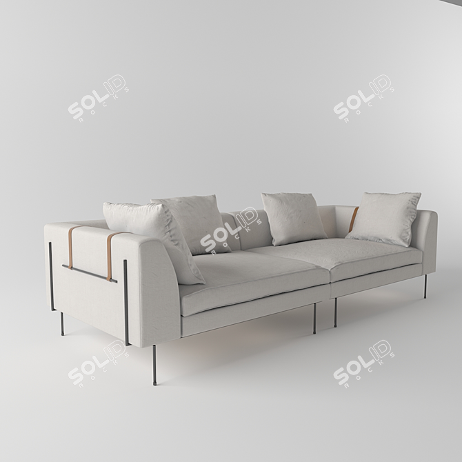 Industrial Steel Bronson Sofa 3D model image 1