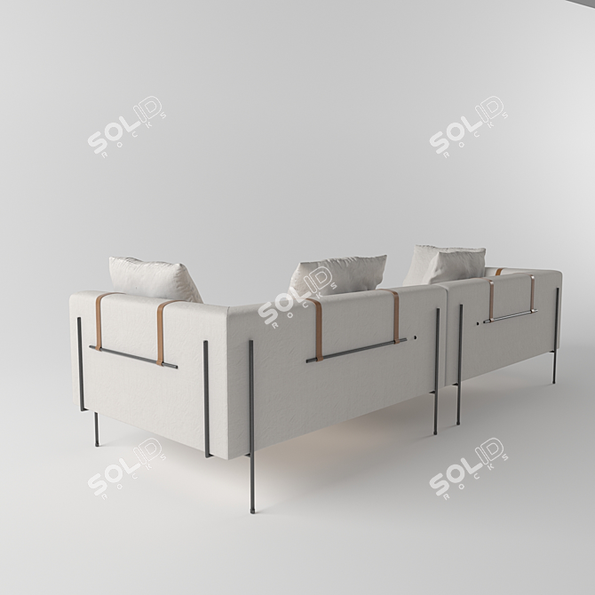 Industrial Steel Bronson Sofa 3D model image 2