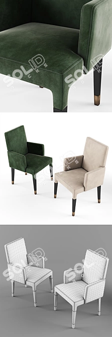 Modern Upholstered Fabric Armchair 3D model image 3