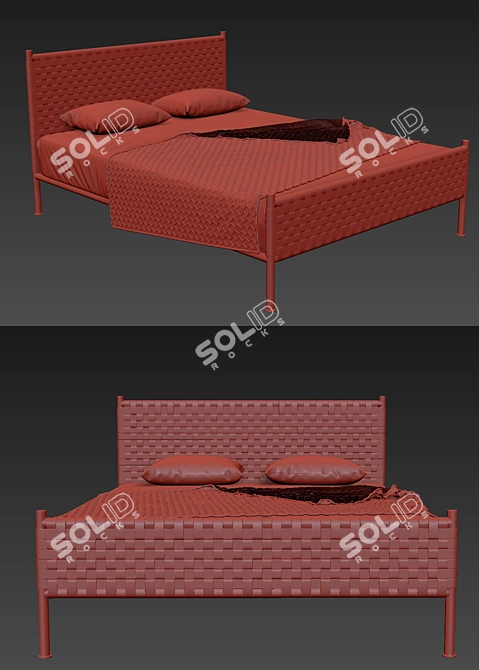 Title: Suede Woven Queen Bed 3D model image 2