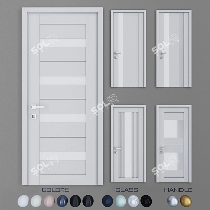 UNILACK U-Series Doors: 6 Colors, 4 Glass Options, 2 Handle Choices 3D model image 1