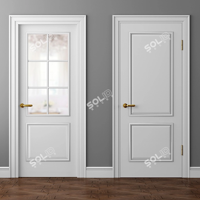 Parisian Elegance: Volkhovets Two-Fold Door 3D model image 2