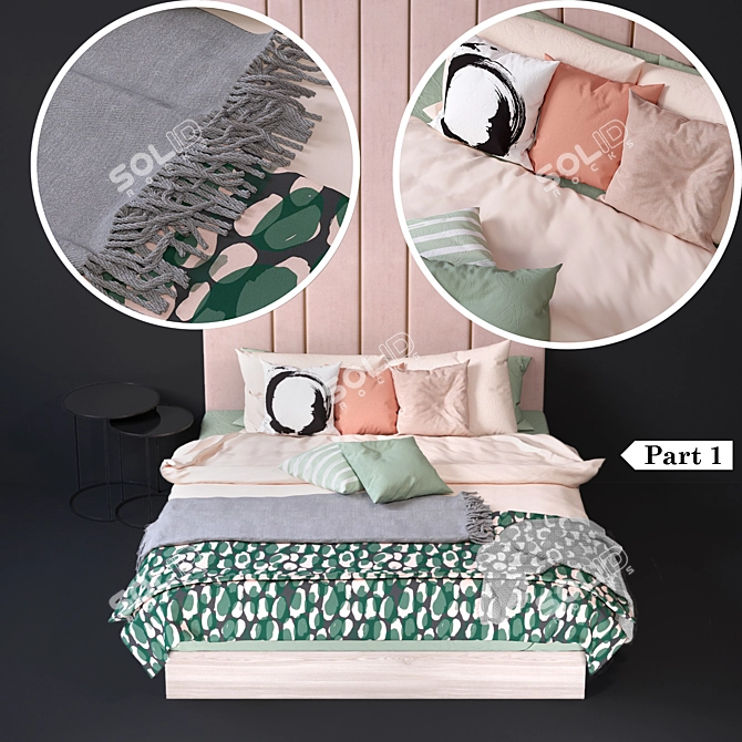 Luxury 3-Piece Bed Linen Set 3D model image 1