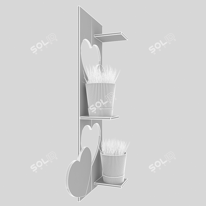 Floral Wood Display Shelf 3D model image 3