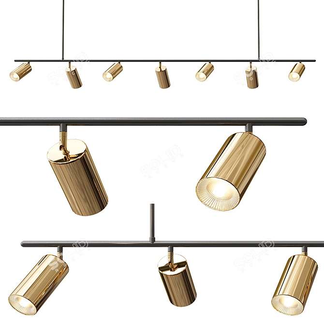 Sleek 7-Light Lino Pendant 3D model image 1