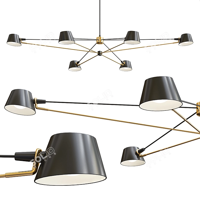 Elegant Swinging Pendant Light 3D model image 1