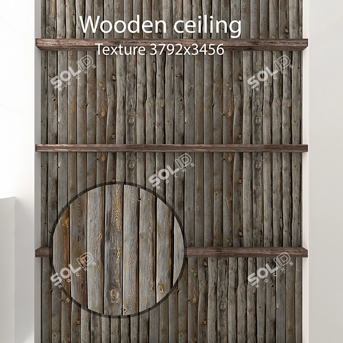 Rustic Wood Beam Ceiling 3D model image 1