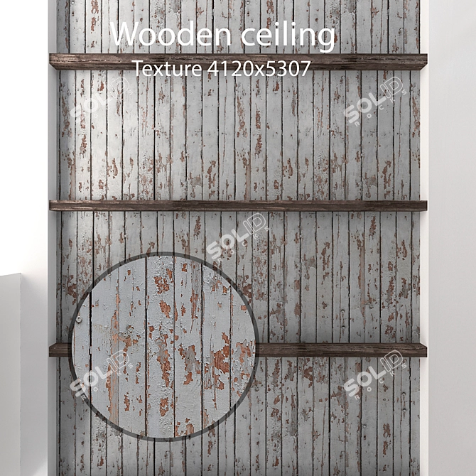 Wooden Beam Ceiling | 4K Texture | 6500mm Length 3D model image 1