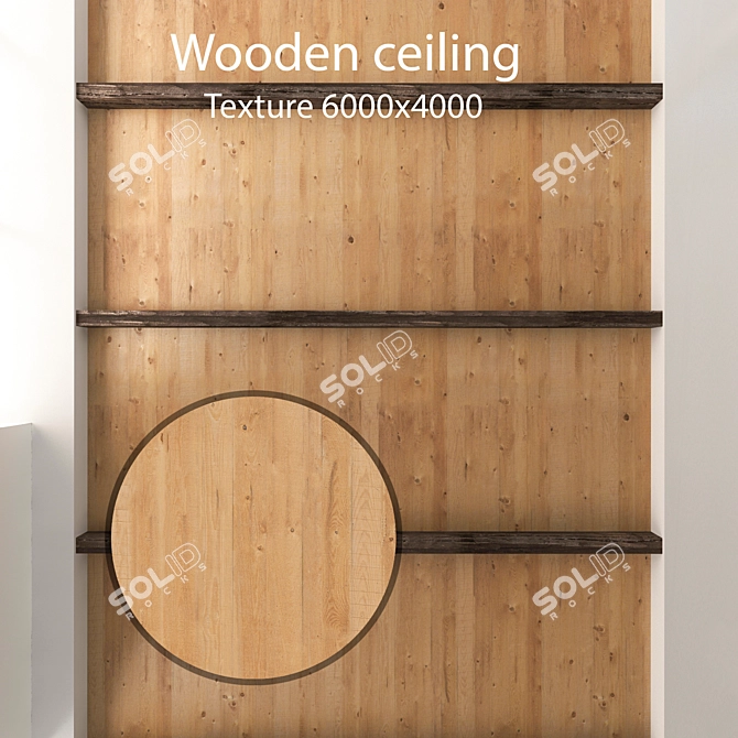 Wooden Ceiling Beams 18: 6500mm Length, 4K Texture 3D model image 1