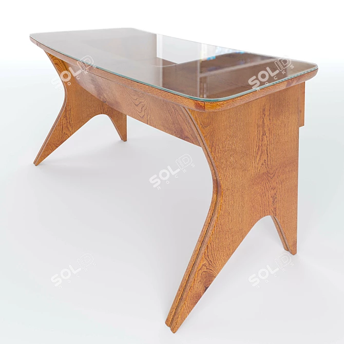 Italian Mid-Century Desk 3D model image 2