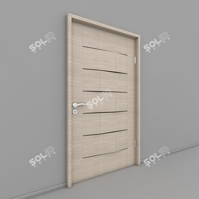 Solid wood door, timeless elegance 3D model image 1