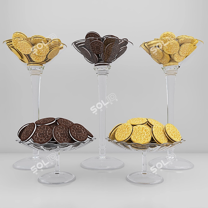 Delicious Oreo Cookie Set 3D model image 1