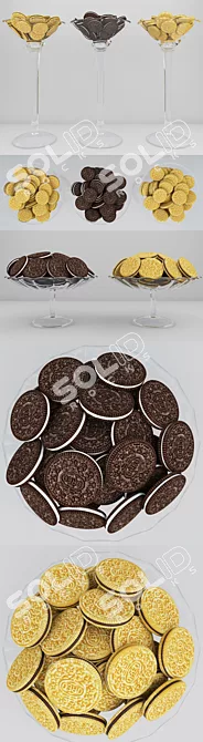 Delicious Oreo Cookie Set 3D model image 2