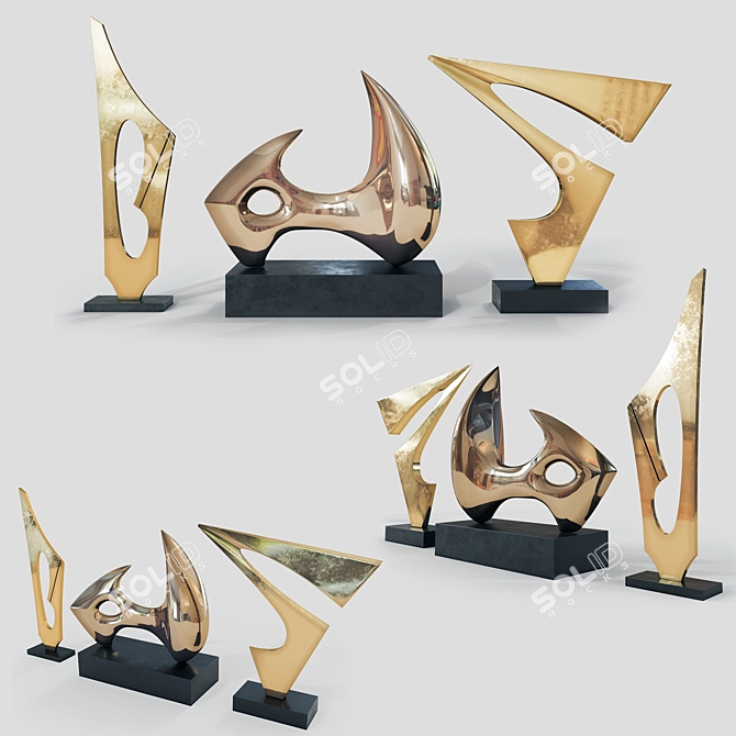 Denis Mitchell Sculpture Set: Selena, Angove, Nansalsa 3D model image 1