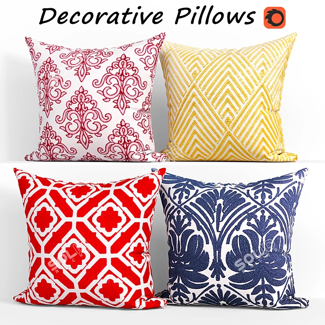 Decorative Pillow Set 251: Stylish & Cozy 3D model image 1