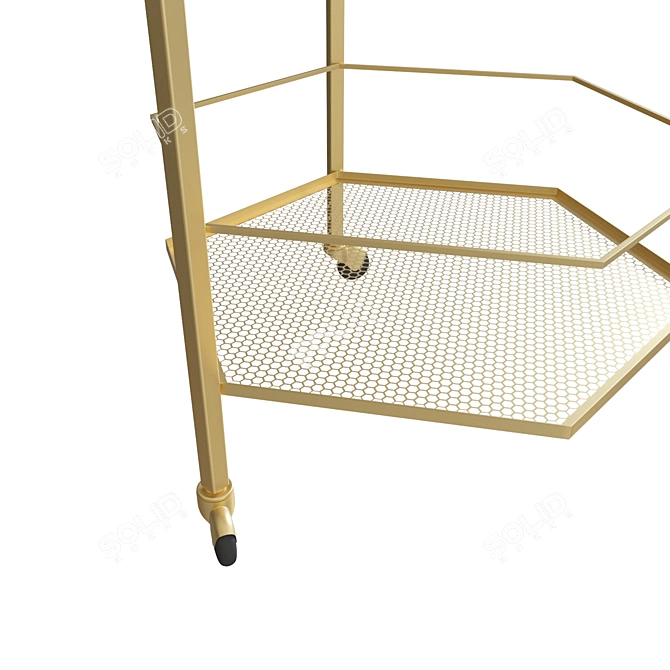 Golden Elegance Ceramic Bar Cart 3D model image 3