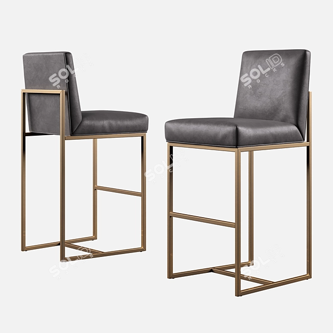 Modern Grant Leather Bar Stool 3D model image 1