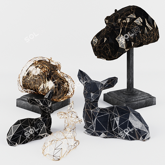 Elegant Wildlife Decor Set 3D model image 1