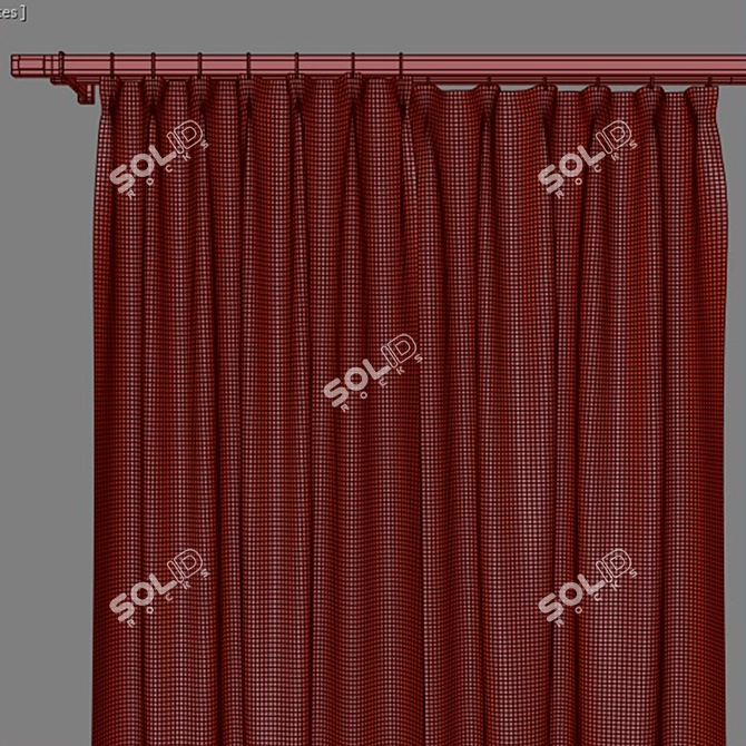 Stripe Blue Curtain 3D model image 3