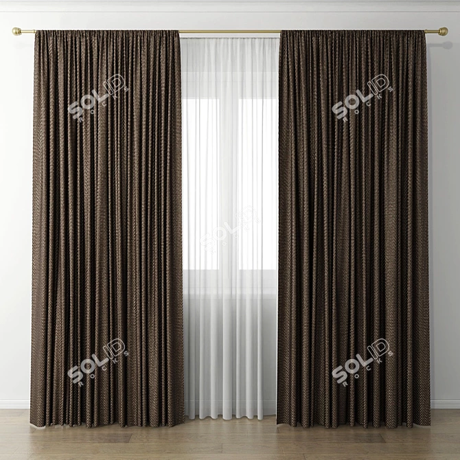 Elegant Window Drapes 3D model image 1