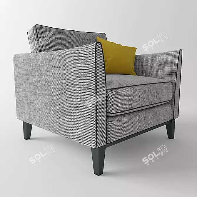 Sleek Grey Accent: Keston Armchair 3D model image 1