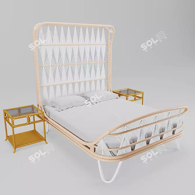 Luxury Ara Bed & Regeant Side Table 3D model image 1