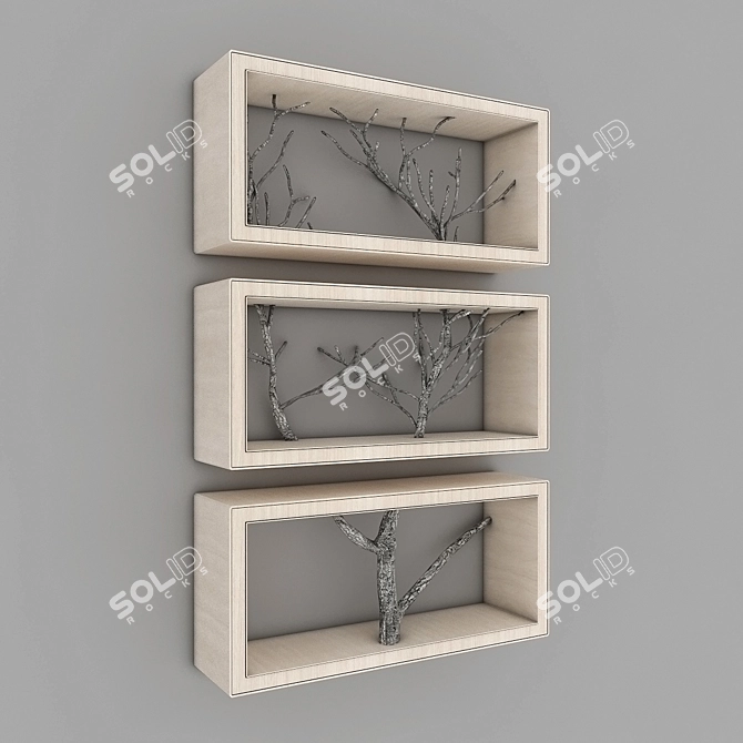 Nature-inspired Tree Shelf 3D model image 1