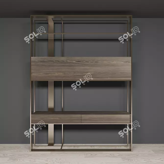 Dual-Sided Bookcase | W200 x D42 x H269 cm 3D model image 1