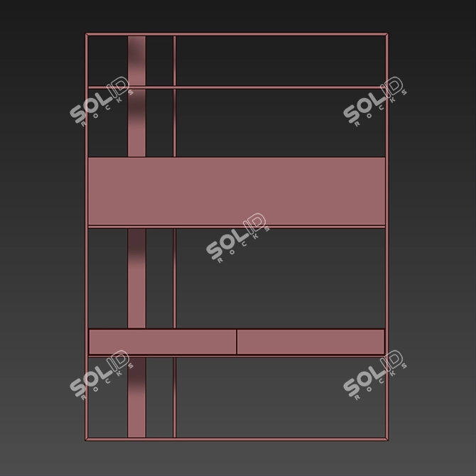 Dual-Sided Bookcase | W200 x D42 x H269 cm 3D model image 2